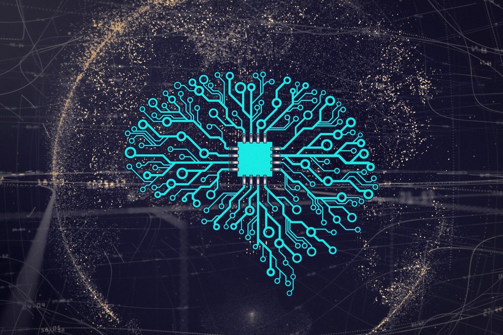 Una ilustración de una red neuronal que irradia desde un chip central