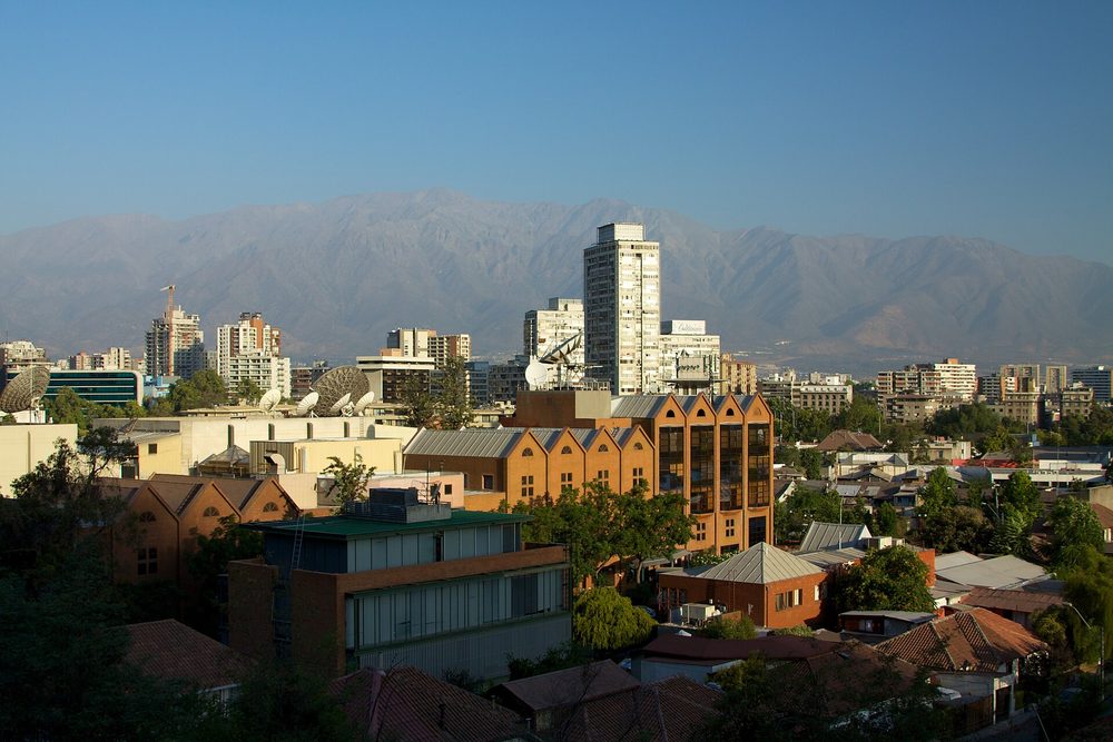 The city of Santiago spread out below the Andes